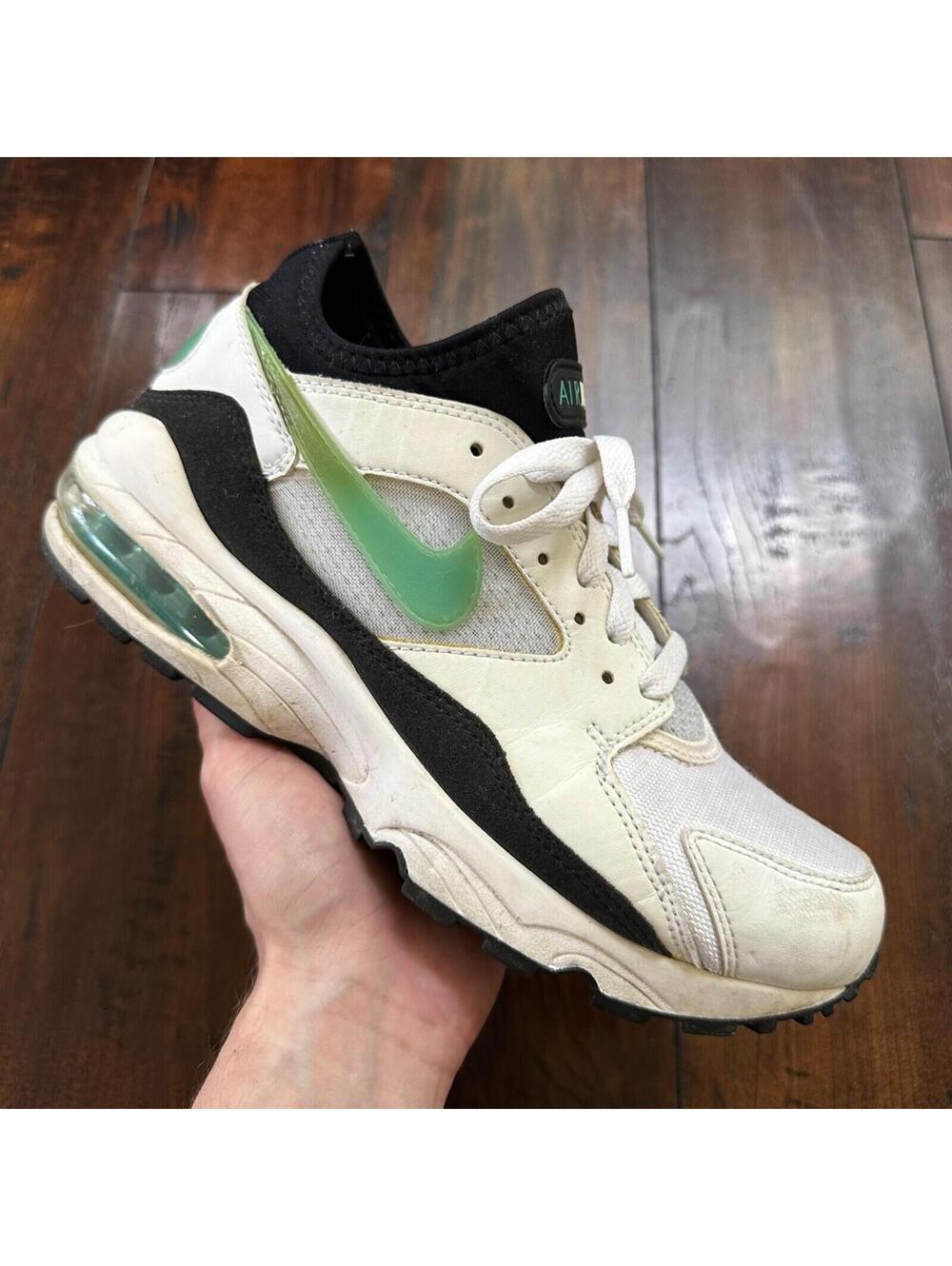 Nike Sneakers Womens 8.5 White Green Air Max 93 Dusty Cactus Athletic 307167-100